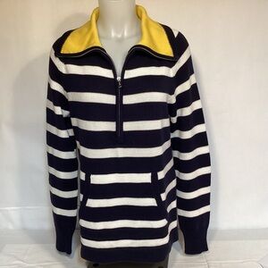 Ralph Lauren Navy and White Striped  1/2 Zip Sweater  Women’s size large